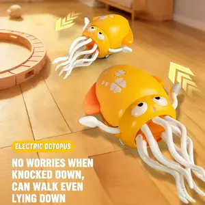 Smart Octopus Cat Toy Auto Obstacle Avoidance Dancing Toy with Fishing Rod for Interactive Bonding & Self-Play