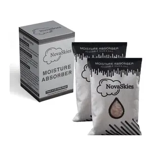 NovaSkies Rechargeable Silica Desiccant Bags | Dehumidifier (2-Pack, 200g Each) | Reusable Moisture & dampness Absorber for Cars, RVs, Storage, Boats, Gun Safe & More | Leakproof | Orange Silica Gel Set