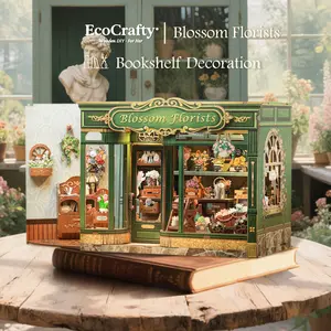EcoCrafty Blossom Florists CutEBEE Book Nook Kit DIY Miniature House Dollhouse Kit for Adults and Teens Bookshelf Decor 3D Wooden Puzzle Gifts for Family Friends Kitchen Pretend Play Set