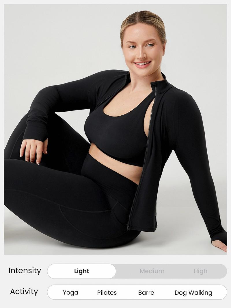 GLOWMODE FeatherFit Plus Size Slim-It Streamline Performance Secure Pockets Zip Up Jacket TikTokShopBlackFriday