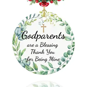 Godparents Gift:Thank You for being Mine Godparents s Ornaments, Baptism Gifts for Godparents, 3" Ceramic Godparents Christmas Ornaments 2024