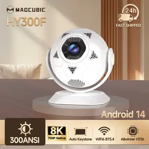 Magcubic Latest HY300F Projector 300 ANSI Lumens 8K Decode Android 14.0 Fully Auto Keystone Dual WiFi6 BT5.4 180° Rotation Allwinner H726 0.9:1 Throw Ratio Wireless Portable Home Cinema, Audio, The Perfect Football Fan Gift
