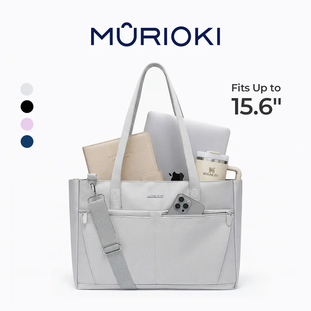 Tote Bag - Water Repellent Scratch Resistant 15.6 Inch Laptop Tote Bag with Crossbody Strap & Luggage Sleeve, Large Capacity Travel Work Bag for Women, Teachers, Nurses & College Students