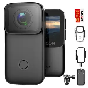 SJCAM C200 4K Action Camera with 64G Card, Long-Lasting 180 Mins ,POV Pocket Camera,Waterproof, 6-Axis Stabilization, 154° Wide FOV Wearable Portable Vlogging Camera, Built-in Spkr & Mic for Vlogging,with Helmet Mount Kits