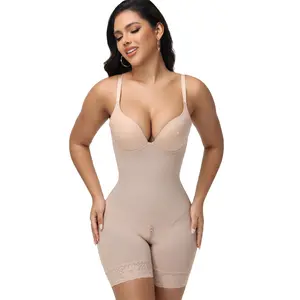 Curveshe Backless Shapewear with Bra Adjustable Shoulder Straps Crotch Zipper Bodysuit for Women's Comfort and Support
