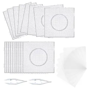 18Pcs 5mm Fuse Bead Pegboards Set with 2 Beads Tweezers, Large Square Plastic Boards with Tweezers & Ironing Paper, Complete Melty Beads Tools Kit for DIY Handcraft & Creative Art Activities