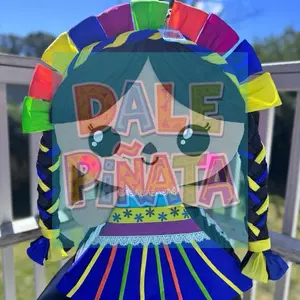 China Poblana Piñata Handmade Traditional Colorful Character Design Vibrant Traditional Attire