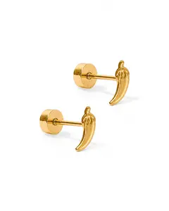 Screwback Stud Earrings - Chili Pepper Gold