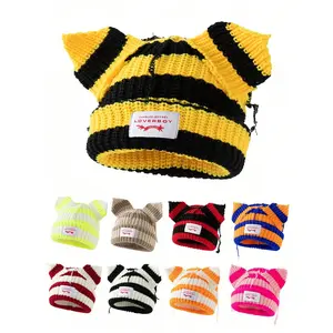 1pc Women's Fashionable Car Embroidered Ear Flap Knitted Hat, Suitable For Daily Wear And Travel In Autumn And Winter,School