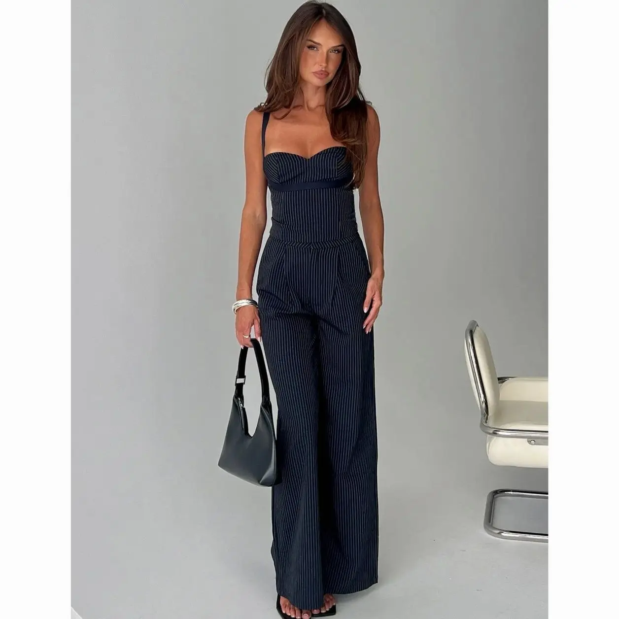 Princess Polly Briana Set Navy Pinstripe