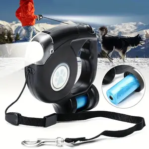 Pet Automatic Retractable Leash for Dogs with Night Lighting - Travel Pet Leash with Garbage Bag
