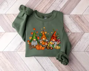 Cute Gnomes Fall Sweatshirt, Thanksgiving Gnome Shirt, Autumn Gift for Women, Cozy Fall Graphic Tee, Funny Thanksgiving Sweater for Family Gathering