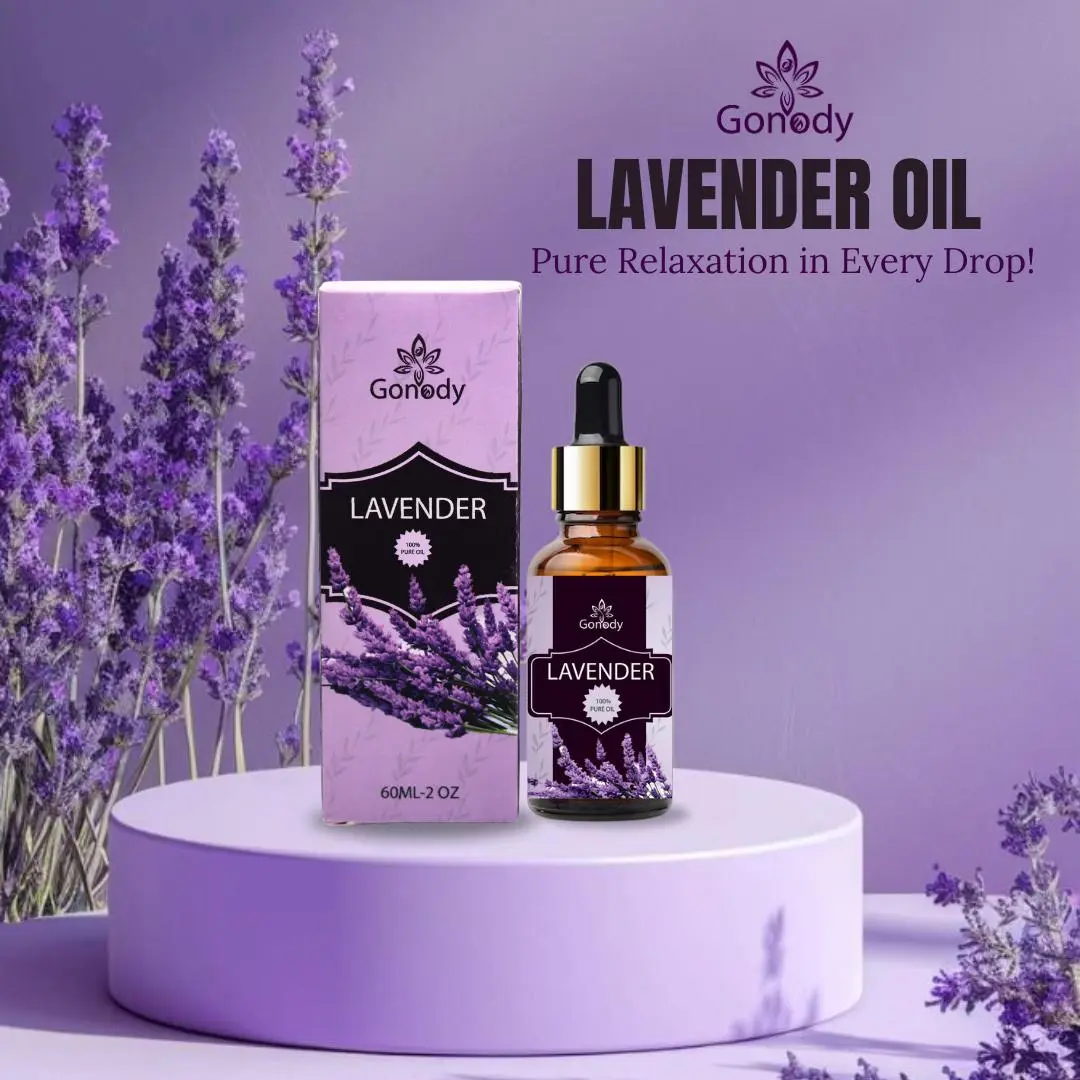 GONODY Lavender Essential Oil 60ml – Pure Lavender Oil for Aromatherapy, Diffuser, Massage, Skin & Hair Care