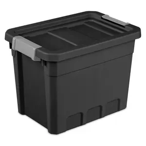 Sterilite 7.5 Gal Rugged Industrial Storage Totes w/ Latch Lids, Black (18 Pack)