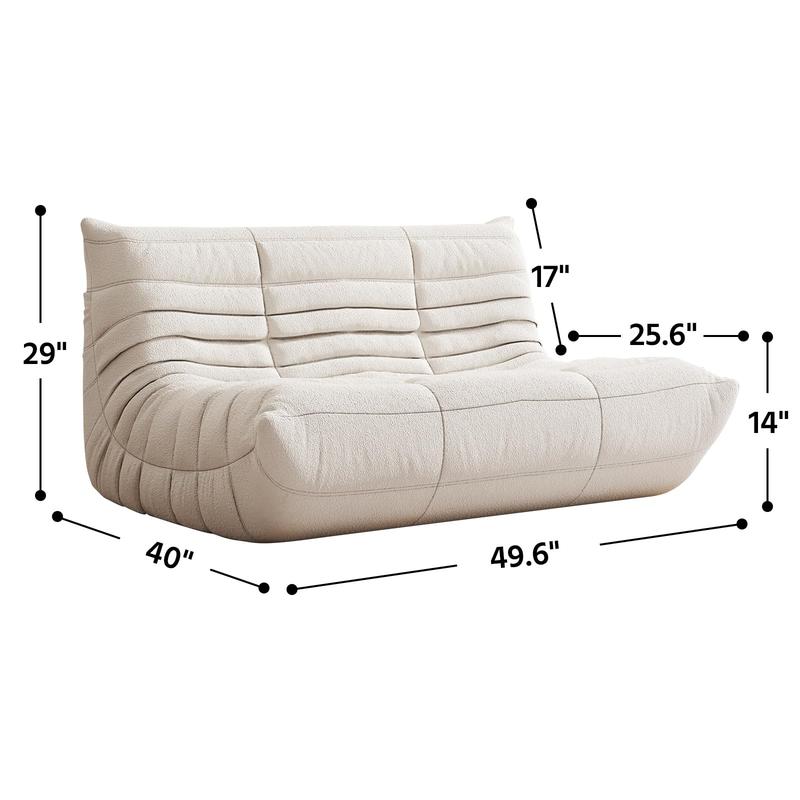 Togo Sofa for Adults 1/2/3 Seater Bean Bag Chair Sofa Fireside Chair Lazy Sofa Chair with High Density Comfortable Foam Modern Bean Bag for Living Room Bedroom Office Beige Beanbag Cushion Beanbag Lounger