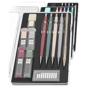 Mechanical Pencil Set with Leads and Eraser Refills, 5 Sizes (0.3, 0.5, 0.7, 0.9, 2 Millimeters) - HB Pencils & 10 Eraser Refills - New