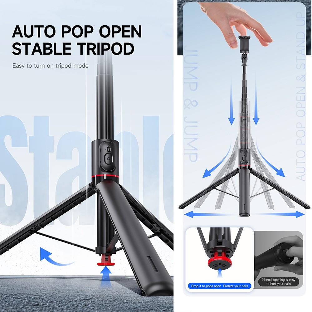 70" Auto-Open Selfie Stick Tripod with Remote Kit, 175mm(H) Telescopic Rod Aluminum Alloy, 360° Rotatable Stable Travel Portable Phone Holder Stand Mount for Vlog/Video Record/Live Stream, Universal fits for iPhone 17 16 15 Pro Max Samsung Galaxy Series 70" Auto-Open Selfie Stick Tripod with Remote Kit, 175mm(H) Telescopic Rod Aluminum Alloy, 360° Rotatable Stable Travel Portable Phone Holder Stand Mount for Vlog/Video Record/Live Stream, Universal fits for iPhone 17 16 15 Pro Max Samsung Galaxy Series