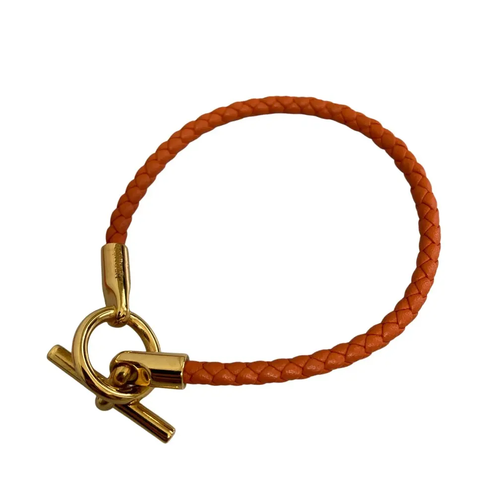 Pre-owned HERMÈS Calfskin Small Leather Goods Hermes Glenan Leather Bracelet