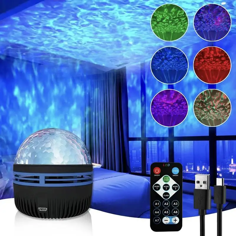 LED Starry Sky Projector Night Light, USB Powered LED Projector Light with Remote Control, LED Colorful Magic Ball Night Light for Home Decoration