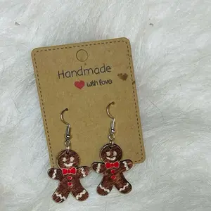 Gingerbread wooden earrings