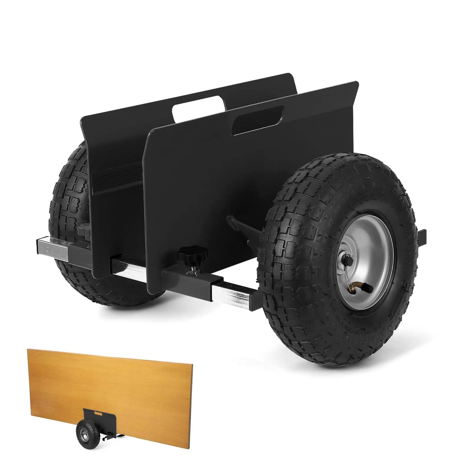 Plate Trolley, 272 kg Load Capacity, with 25.4 cm Rubber Air Tyres, Clamp Cart, Plate Transporter with Universal Wheels, Transport Aid, Plate Roller, Platform Trolley, Trolley,Black