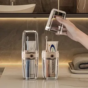 Travel Soap Box Toothbrush Wash Cup Holder, Portable Rinse Toothpaste Box, Waterproof Transparent Storage Cover, Sealed Bathroom Set Organizer