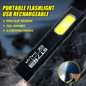 1pc Mini Rechargeable Flashlight with Polymer Battery, Multiple Brightness Levels, Clip and Magnetic Design, Ideal for Work and Emergencies, Portable Flashlights, Portable Led Flashlight