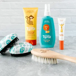 T IS FOR TAME Kids Hair Essentials Kit - Natural Vegan Plant-Based Frizz Control Detangling & Flyaway Taming Set with Jojoba Oil