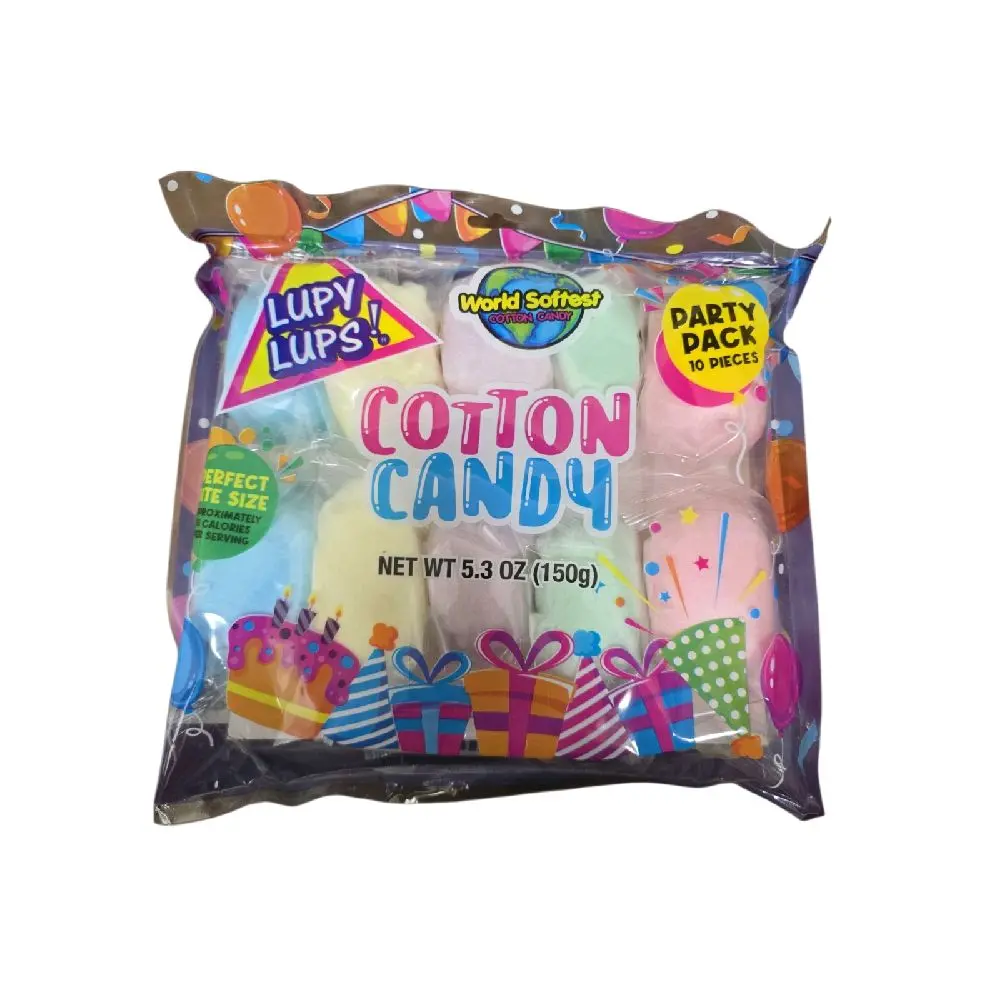 Lupy Lups Cotton Candy Party Pack – Assorted Flavors – 10 Pieces – 5.3 oz