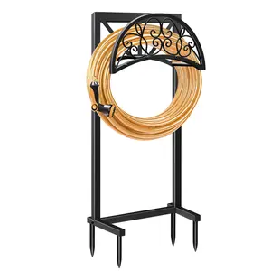 Heavy-duty Black Metal Garden Hose Holder, OutdoorFreestanding Heavy-duty Hose Rack, Rust-resistantDesign with Spikes for Enhanced Stability, Perfect forOutdoor Lawn And Patio Beds