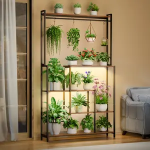 Large Plant Stand Indoor with Grow Light , 72" Tall Metal Plant Shelf, 5 Tiers 12 Pots Holder, Heavy-Duty Rectangle Display Rack for Living Room, Patio, Corner