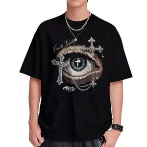 Eye & Cross T-Shirt, Gifts Shirt, Unisex Vintage Graphic Tees Gothic Grunge Y2k Emo Scene Amity Affliction Style Clothes Men Women Streetwear