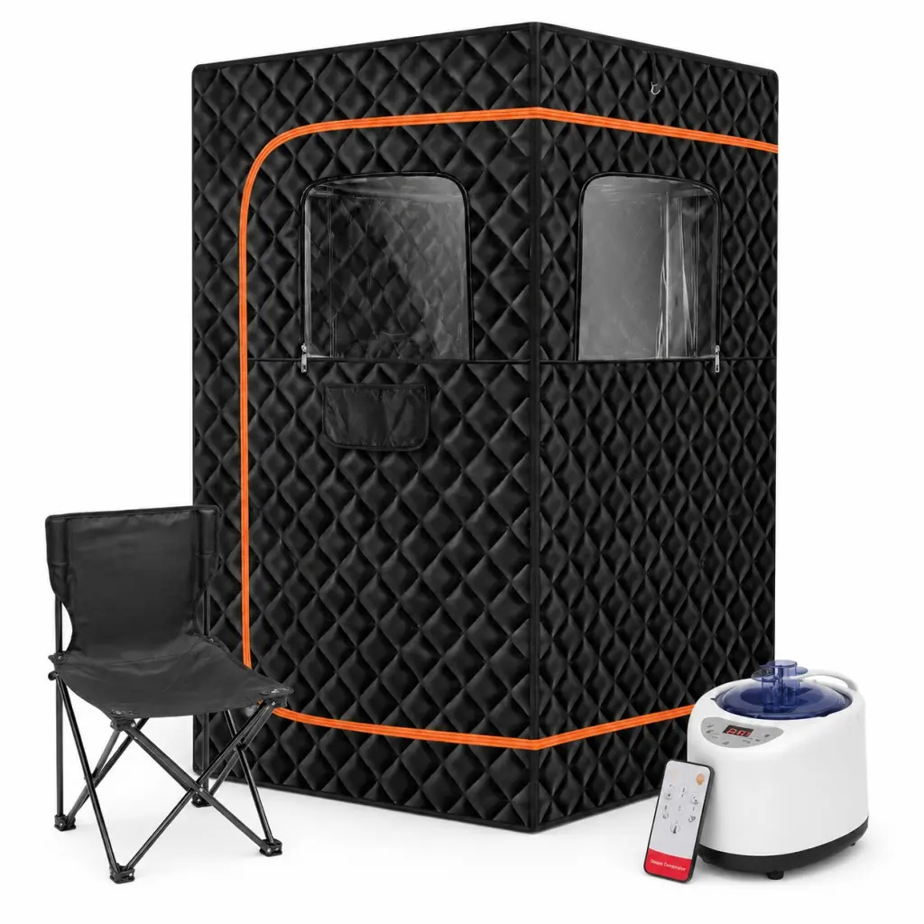Upgraded Portable Sauna for Home，Relaxation, Steam Sauna for Home with Steamer, Remote Control, Folding Chair