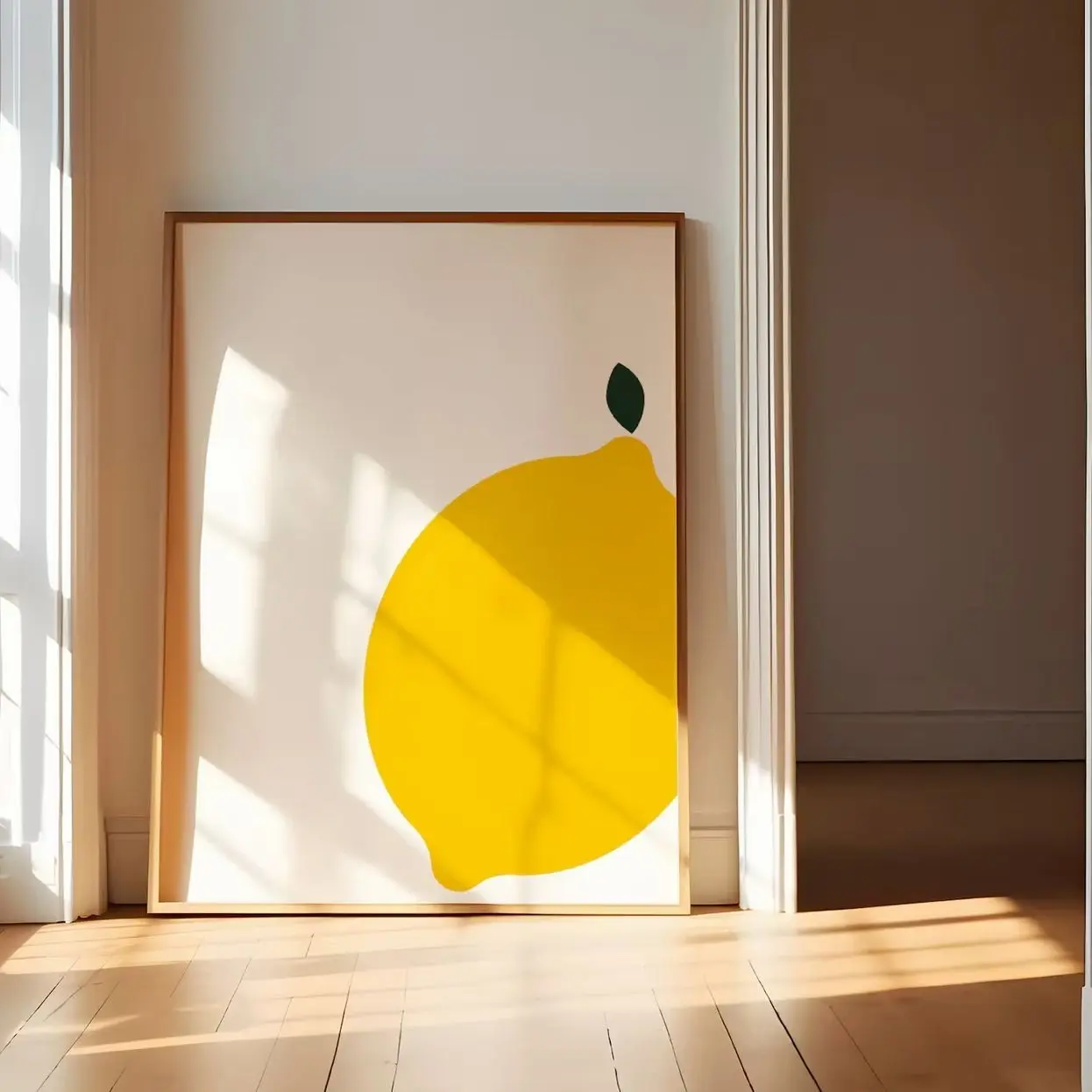 Lemon No. 2 Citrus Illustration Art Print, Minimal Colorful Fruit Market Poster | Unframed Y