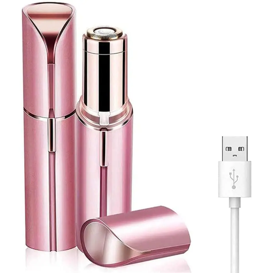 Painless Waterproof Facial Hair Remover for Women with LED Light, Rechargeable Shaver Razor for Upper Lip, Chin, and Mustache Hair Removal.