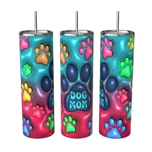 Dog Mom 20oz Stainless Steel Tumbler Drinkware Insulated Lid Straw Hot and Cold Washable Reusable Beverage Keeps Drinks Hot and Cold Longer High Quality (Do Not Microwave) (Do Not Put in Dishwasher) Hand Wash Only.