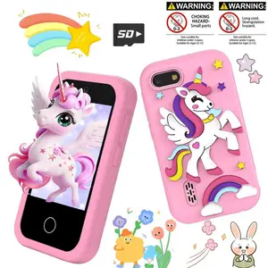 Kids Toy Phone, Dual Cameras, 2.8-Inch Touch Screen, Multiple Educational Learning Games, With memory card, Christmas Birthday Gift For Kids Ages 3-12