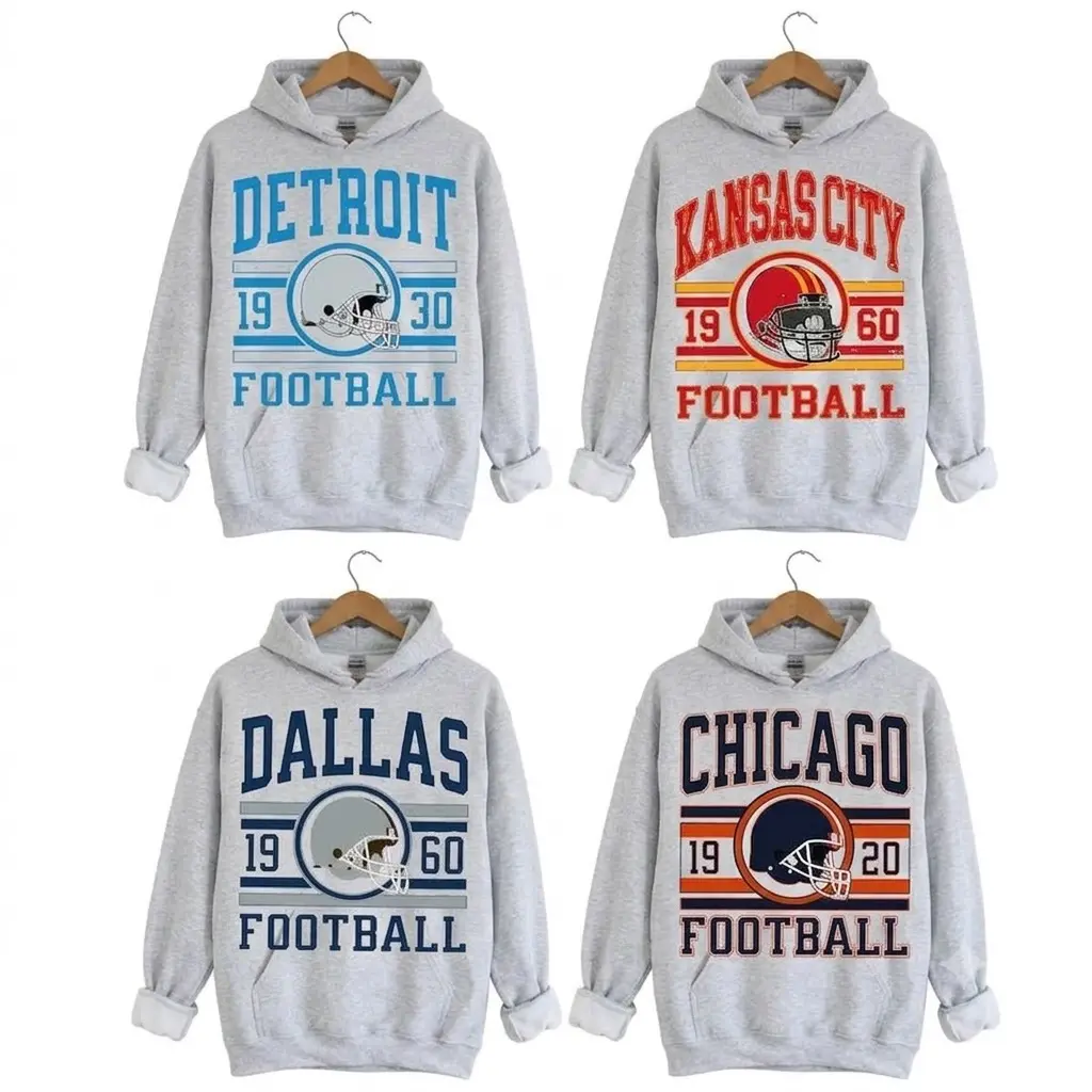 Gildan 18000 Unisex Crewneck Hoodie – All Team Football design in ash grey, cozy classic fit for sports fans - AG, Cold Wash, Hang Dry Or Tumble Dry On Low, Fashion, Ansi/Isea 107 Compliant, Graphic, Oeko-Tex Certified Tops, Long Sleeve
