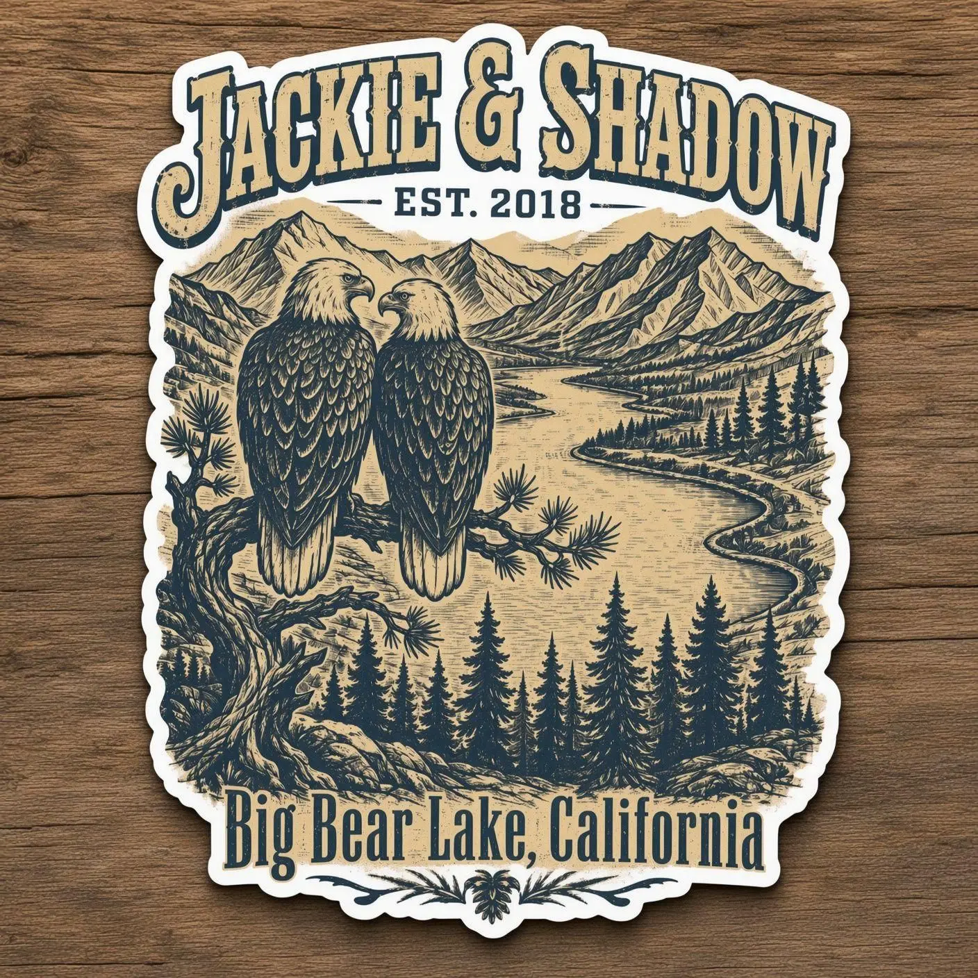 Jackie and Shadow Eagle Sticker, Big Bear Lake California Bald Eagle Sticker