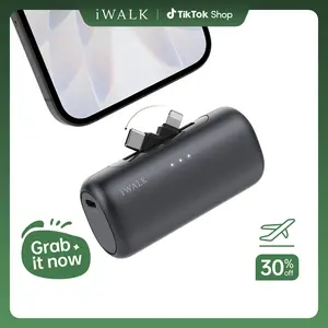 iWALK 5000mAh 2-in-1 USB-C&Lightning Portable Charger Switchable Plug Compact Fast Charging Powerbank for iPhone Samsung Android Adaptive Charging 15W Fast Charge 9 Layers Safety Protection - Chargeable, Smartphone