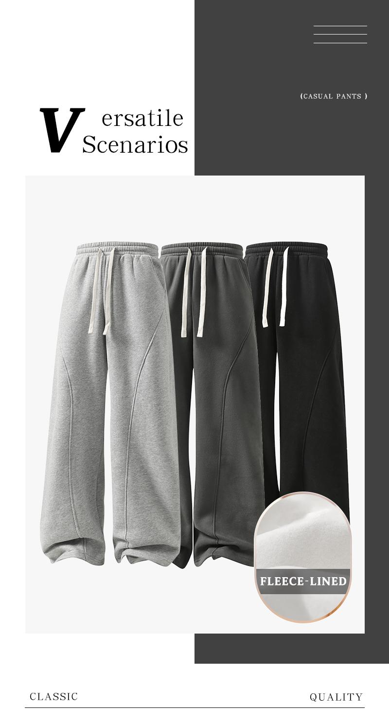 Men's Fleece Thermal Lined Sweatpants Oversize Drawstring Waist Casual Loose Pants for Fall Winter School Season Daily Wear Men's Fleece Thermal Lined Sweatpants Oversize Drawstring Waist Casual Loose Pants for Fall Winter School Season Daily Wear