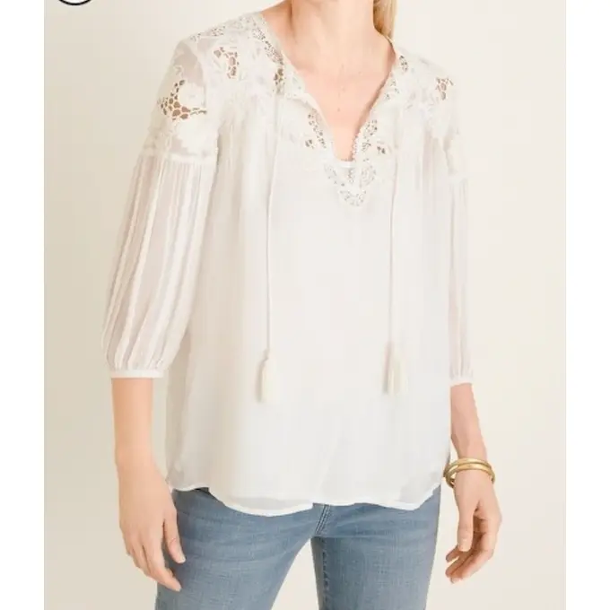 Chicos Summer White Sheer Womens Shirt Comfort Lightweight Comfort Lightweight