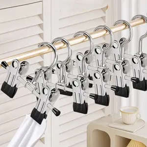 Short Neck Pant Clips Boot Storage Rack, Home Use Seamless Hanging Pants Clothes Hanger with Clamps, Short Neck Skirt Clip Holder, Pants Hangers