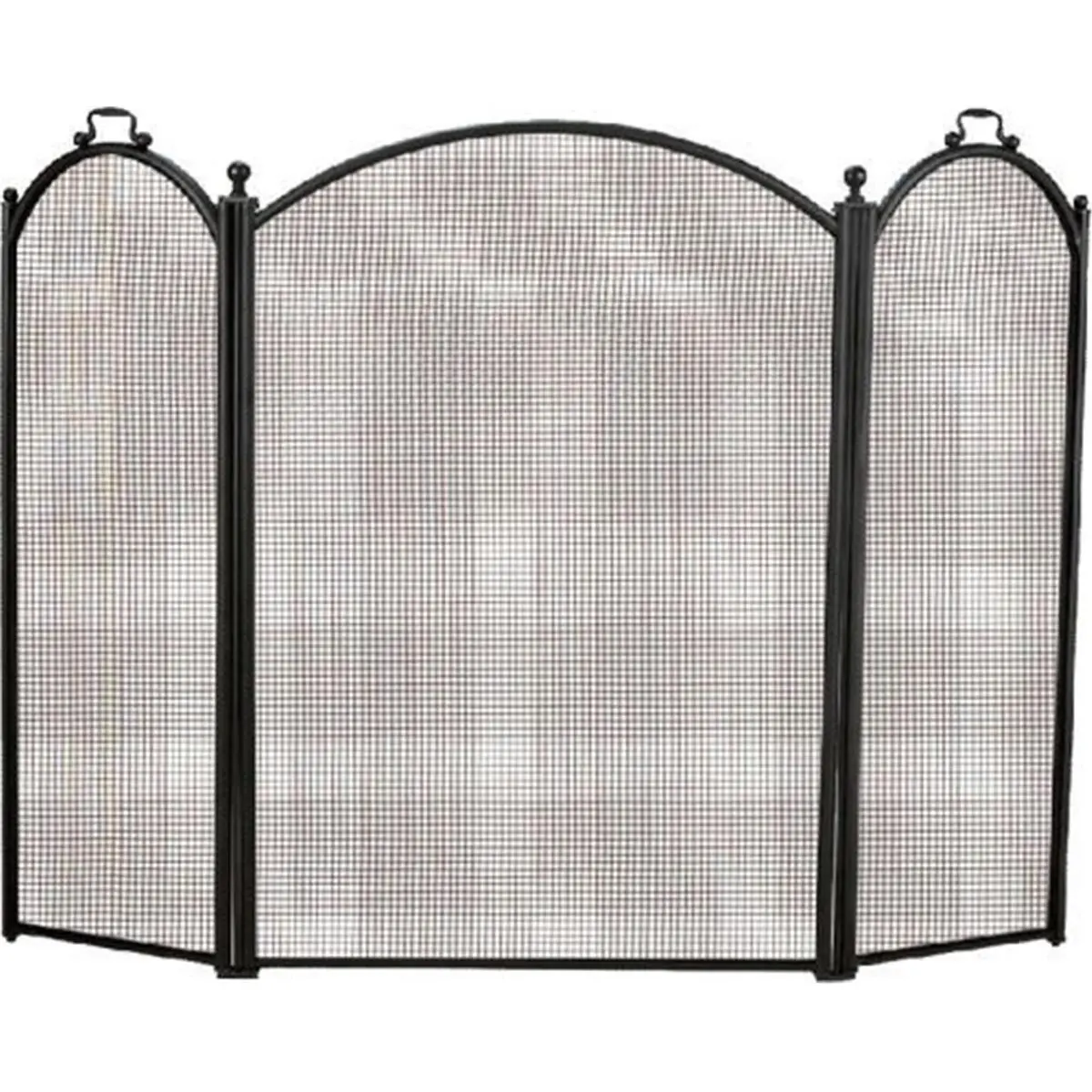 212 MAIN Dagan Foldable 3-Fold Arched Fireplace Screen, Black Steel Frame, 52x29 in Spark Guard That Protects from Sparks