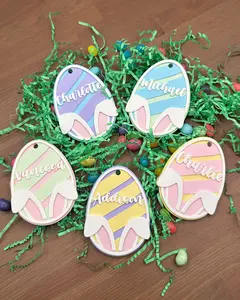 Personalized Easter Bunny Name Tag – 3D Printed Basket Egg Decor