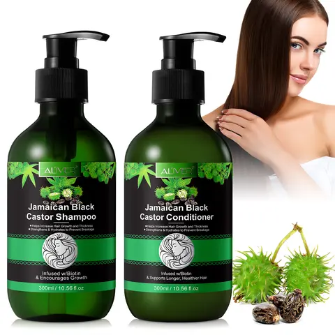 ALIVER Black Castor Oil Shampoo & Conditioner Bundle - Unisex Moisturizing Haircare Cleanser with Moisture Boost for Normal Adults (UK Single Item)