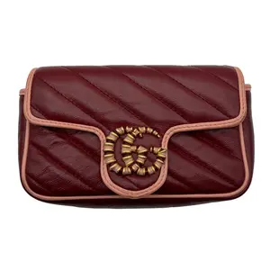 Pre-owned GUCCI GG Marmont Matelassé Mini Crossbody Bag in Burgundy