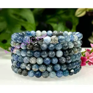 Wholesale 6 Pcs Natural Blue Kyanite 6mm 7.5” Crystal Healing Stretch Bracelet