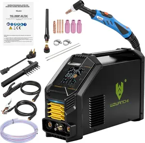 200A TIG Welder AC DC With Pulse, 8 In 1 Aluminum TIG Welder with Clear LCD Display AC TIG/DC Pulse TIG/HF TIG/Spot TIG/Square/Triangular Wave/Stick/MMA Welder Machine, 45° Beveled