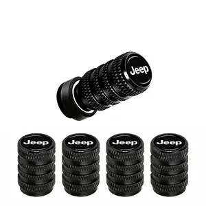 Red & Black Tire Valve Stem Caps 5 Pack for Jeep, Universal Aluminum Air Valve Covers, Dustproof Leak-Proof Seal, Car Wheel Tire Valve Protectors, Fit for Jeep Wrangler Cherokee Grand Cherokee Compass Renegade Cars SUV Trucks Exterior Accessories